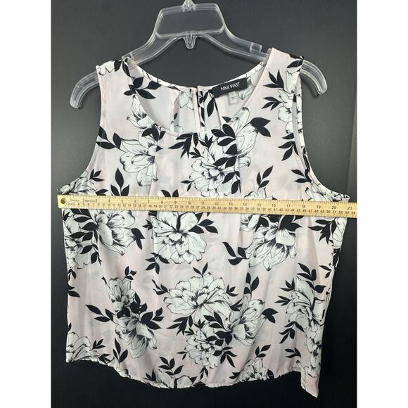 Nine West Women Black Pink White Dressy Tank Top Sleeveless Blouse Large 12/14 - Picture 6 of 12